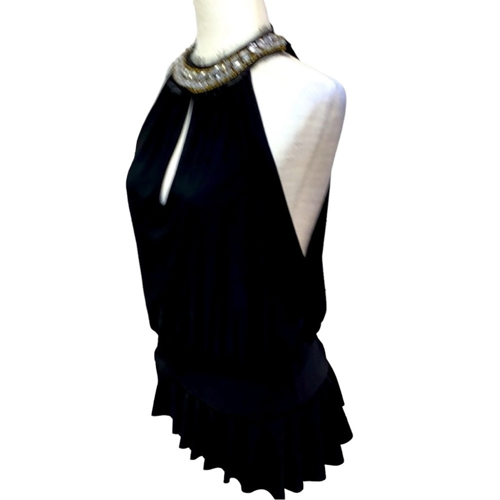 Unyx Rhinestone Neck Open Sides & Back Halter Top - Picture 2 of 4